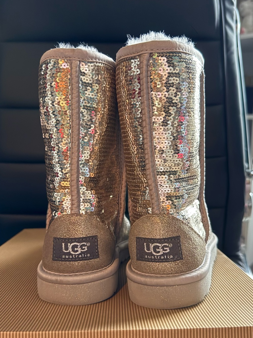 UGG Sequined Classic Short Boots - Silver - New
